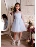 Sky Blue Polka Dot Tulle Flower Girl Dress Baby Tutu Dress